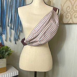 A new day Fanny pack plaid purple and cream belt bag adjustable to zip pockets